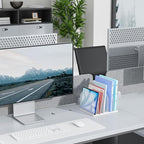 gianotter Desktop File Organizer, Desk Organizer with 5 Compartments, Paper Organizer for Desk, Workspace Organizers for Office Supplies (White, Upright Style)