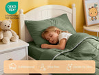 ZPECC Toddler Bedding Set - 4 Piece Hypoallergenic Baby Crib Bedding Set for Boys and Girls, Includes Toddler Comforter, Flat Sheet, Fitted Sheet and Pillowcase, Olive Green