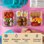 Pyrex Glass MealBox (5-Pack, 2.3 Cup) Divided Compartments with Locking Lids, For Meal Prepping and Portioning, BPA Free Microwave Dishwasher Safe