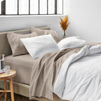Bare Home Twin XL Sheet Set - 1800 Ultra-Soft Microfiber Twin Extra Long Bed Sheets - Double Brushed - Deep Pockets - Easy Fit - Extra Soft - 3 Piece Set - Bed Sheets & Pillowcases (Twin XL, Khaki)