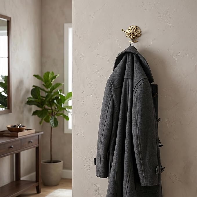 Indian Shelf 33Lb. Brass Tree Swivel Tri Arm Hook Foldable Decorative Wall Hooks 3 Prong Wall Hooks Vintage Towel Hooks Gold Coat Hooks Robe Hook Folding Coat Hooks Hangers