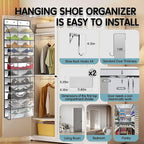 Kotkn Over The Door Shoe Organizer with 12 Large Breathable Pockets - Durable Hanging Storage for the Entire Family's Shoes (White)