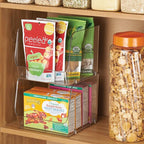 mDesign Modern Stackable Plastic Open Front Dip Storage Organizer Bin Basket for Kitchen Organization - Ligne Collection - 2 Pack - Clear