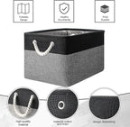 meekoo 8 Pack Collapsible Storage Bins Fabric Storage Bins Polyester Fabric Baskets with Handles Linen Closet Organizer for Shelf Home Closet Towels Toys(15 x 11 x 9.5 in,Black Gray)