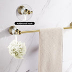WINCASE Gold Towel Bar, Adjustable Crystal Towel Holder, Golden Finished Bathroom Single Towel Racks Rail Wall Mounted