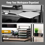 Mind Reader 4-Tier Paper Tray, Desktop Organizer, File Storage, Workspace, Office, Metal Mesh, 12"L x 13.75"W x 12.5"H, Black