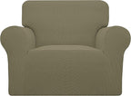 Easy-Going Stretch Oversized Chair Sofa Slipcover 1-Piece Couch Sofa Cover Furniture Protector Soft with Elastic Bottom for Kids Spandex Jacquard Fabric Small Checks Khaki