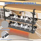 Under Desk Cable Management Raceway Clamp 2 Hole 31 Inch No Drill Cord Organizer for Standing Desk Sturdy Metal Office Desk Wire Management - No Damage to Table