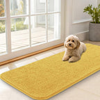 OLANLY Dog Door Mat for Muddy Paws 47x20, Absorbs Moisture and Dirt, Absorbent Non-Slip Washable Doormat, Quick Dry Chenille Mud Mat for Dogs, Entry Indoor Entryway Carpet for Inside Floor, Yellow
