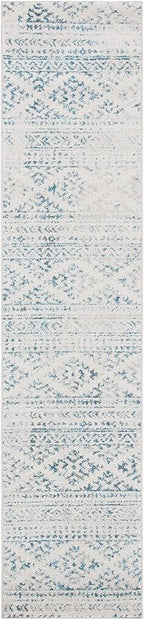 SAFAVIEH Tulum Collection Runner Rug - 2' x 9', Ivory & Turquoise, Moroccan Boho Tribal Design, Non-Shedding & Easy to Clean, Ideal for Living Room, Hallway, Foyer, Entryway, Bedroom (TUL272E)