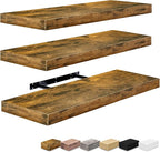 Sorbus Floating Shelves for Wall - 24" Bathroom Shelves, Wall Decor for Bedroom, Kitchen, Living Room, Home Decor & Book storage - Mounted Floating Shelf with Invisible Brackets (Rustic Brown, 3 Pack)