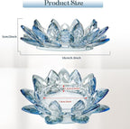 Crystal Flower Jewelry Tray, Transparent Decorative Trinket Dish for Rings, Earrings, Necklaces, Keys for Vanity Dresser Nightstand, Elegant Gift for Women Mother's Day (2, 6.3"(W) - Blue)