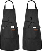 Serrenf 2 Pack Apron, Cooking Kitchen Aprons, Adjustable Bib Apron with 2 Pockets for Men Women Chef Apron