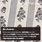Amor Virisso Floral Throw Pillow Covers 18x18 Set of 2 Block Print Pillow Covers Neutral Floral Striped Farmhouse Decorative Pillow Covers for Sofa Couch Bed, Light Taupe