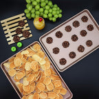 JOHO BAKING 3-Pack Nonstick Carbon Steel Baking Sheet Set | Heavy Duty 0.8mm Cookie Sheets - Large 17.8"x12" & 2 Medium 15.7"x10.8" Commercial Gold Pans for Oven, Roasting & Toaster