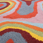 Irregular Shaped Handmade Wool Rug | Modern Colourful Stripe Premium Area Rug Perfect for Home Decor (IR-D, 8x8 ft)