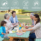 misaya Picnic Table Cover with Bench Cover, Waterproof Elastic Fitted Tablecloth for 6 Foot Tables, Rectangle Washable Polyester Tablecloths for Picnic, Camping, Outdoor (Teal, 30" x 72")