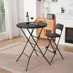 32" Round Folding Table, Portable Bar Height Folding Table with Detachable Legs, Round Foldable Table with HDPE Top for Standing Parties, Balcony, Event, Indoor Outdoor Use (Black, 1 Pack)