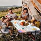 Rustic Daisy Flower Wooden Picnic Table Cover with Bench Covers, Farmhouse Flower Waterproof Wood Board Tablecloth for Patio Camping Outdoor Party Decorations with Drawstring Bag, 30X60in, 3PCS