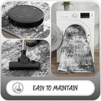 12 FT Extra Long Runner Rug for Hallway Washable, 2.6x12 Large Kitchen Floor Runners Non Slip, Entryway Runner Carpet Low Pile Stain & Fade Resistant, Abstract Gray
