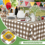 Smiry 3 Pack Brown Gingham Disposable Tablecloths - 54" x 108" Heavy Duty Plastic Table Cloth, Waterproof Buffalo Plaid Table Covers for Picnic, Banquets, Outdoor Parties