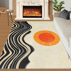 Boho Sun Area Rugs 5x8ft, Watercolor Mountain Living Room Carpet, Abstraction Deco Decorative Carpet Protect Floor for Bedroom Men Office Hardwood Floors