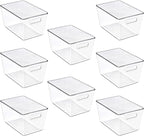 Sorbus Clear Storage Bins with Lids, 8 Pack Large Organization Bins with Handles – Clear Stackable Storage Containers for Storage, Pantry, Fridge, Cabinet, Closet & Kitchen Organization – BPA-Free