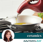 Rachael Ray Ceramic EVOO Oil and Vinegar Dispensing Bottle with Spout, 24 Ounce - Cranberry Red