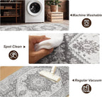 XWZO Entryway Area Rug 2x3ft — Soft Vintage Low Pile Non-Slip Backing Door Floor Mat for Bedroom Bathroom Kitchen Laundry, Spill Resistant Washable Small Indoor Carpet for Doorway & Entrance, Grey