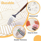Shelf Liners for Kitchen Cabinets 11.8 x 236.2In Non Adhesive Shelf Liner Paper Non-Slip Thickened Drawer Liner Easy to Clean for Tool Box Refrigerator with Knife and Tape Measure, Gold Geometric