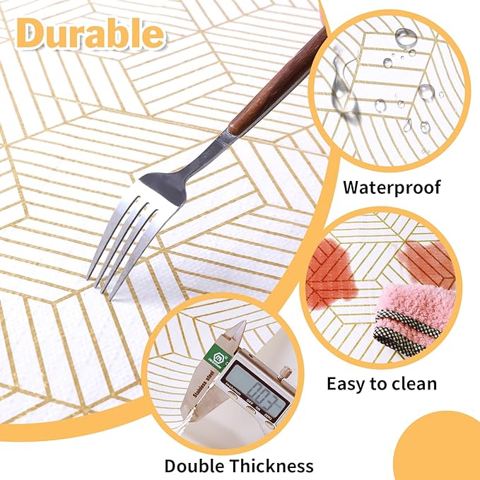 Shelf Liners for Kitchen Cabinets Non Adhesive Shelf Liner Paper Non-Slip Thickened Drawer Liner Easy to Clean for Tool Box Refrigerator with Knife and Tape Measure, Gold Geometric, 11.8 x 118 in
