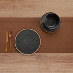 Solino Home Linen Brown Table Runner 120 Inches Long - 100% Pure Linen Hemstitch 14 x 120 Inch Table Runner for Dining - Classic Hemstitch