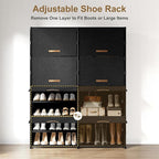 Shoe Storage Cabinet with Door, 54 Pairs Shoe Rack 2 by 9 Tier Space Saving Plastic Shoe Organizer with Cover for Closet, Hallway, Living Room, Bedroom, Garage,Black