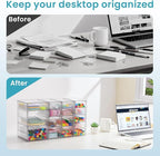Vtopmart 4 Set Clear Desk Organizer, Pen Organizer with 16 Drawers, Acrylic Desktop Organization and Storage for Office Supplies, Pen, Makeup, Art Craft, Jewelry