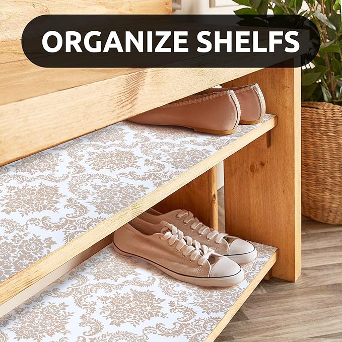 RAY STAR 18X96 Inch Shelf Liner for Kitchen Cabinets, Non-Adhesive Cabinet Liner Washable, PVC Drawer Liner for Dresser Non-Slip Bathroom (Yellow Pattern)(4 Roll)
