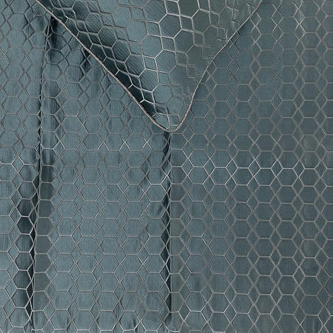 The HomeCentric King Queen Twin Blue Decorative Full 68"x18" Bed Runner Without Pillow Cover, Hexagon Pattern Bed Scarf on Jacquard Fabric - Hexagon Lagoon