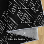 Geometric Rug, Washable 4x6 Rug for Living Room, Black and White Patterned Indoor Carpet, Modern Geometric Decor for Home, Bedroom, Soft Non Slip Thin Design FER16