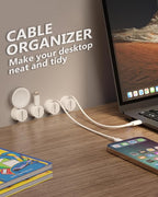 Magnetic Cable Clips 360° Rotation Cord Holder, 12 Pack Cord Organizer 1s Lock Cable Smooth Adjustable Desk Organizers and Accessories, Adhesive Cord Clips for Nightstand,Phone,Wall,Car,Home Office