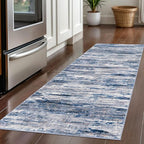 2x5 Modern Abstract Runner Rug for Hallways, Navy Blue Gray Neutral Multi Super Soft Hallway Decor Kitchen Rugs with Non-Slip, Non-Shedding Washable Rug for Hallways Entryway Bedroom Indoor