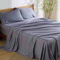 Bedsure King Size Sheets Set, Cooling Sheets for Hot Sleepers, Rayon Derived from Bamboo, Breathable & Soft, Deep Pocket Up to 16 Inches, Hotel Luxury Silky Bedding, Dark Grey