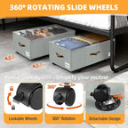 Under Bed Storage with Wheels,Underbed Storage with Sturdy Sidewalls/Bottom, Clear Cover, Label and PU Handle, Rolling Under Bed Drawers for Clothes, Shoes, 11 Inch Height,Grey, 2 Pack