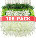 Alotiki Wisteria Hanging Flowers,108 Pack Fake Hanging Flowers,Wisteria Artificiales Garland for Home Wedding Arch Floral Party Garden Ceremony Outdoor Decor,3.6 Feet Long(108,White)