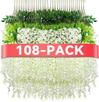 Alotiki Wisteria Hanging Flowers,108 Pack Fake Hanging Flowers,Wisteria Artificiales Garland for Home Wedding Arch Floral Party Garden Ceremony Outdoor Decor,3.6 Feet Long(108,White)