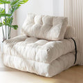 MAXYOYO Folding Sofa Bed, Convertible Sleeper Chair with Pillow Foldable Mattress with Back Support, Portable Fold Out Chair Bed Comfy Floor Sofa Lounge for Living Room Bedroom, Beige, Single