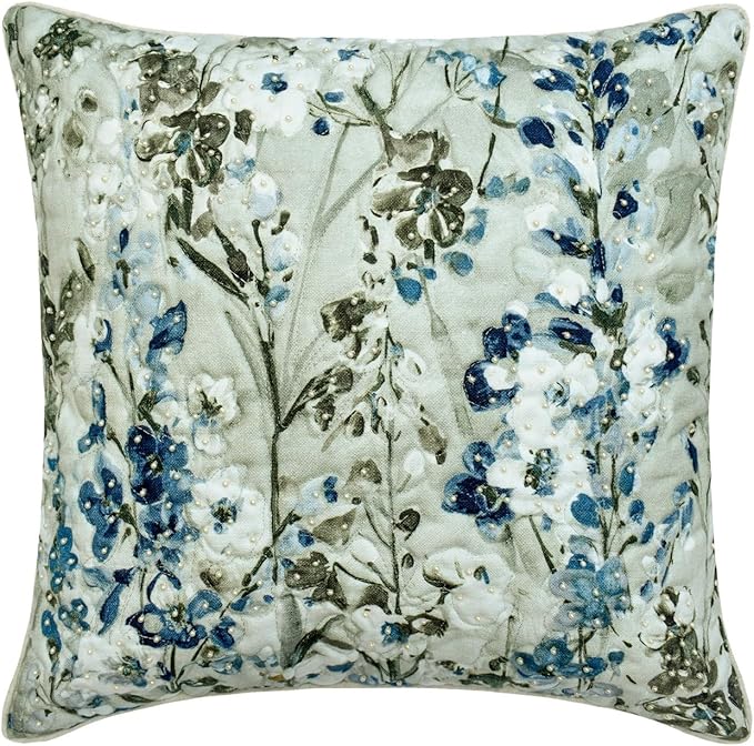 The HomeCentric King/Queen/Twin Blue Decorative Bed Runner CA King 86"x18" Bed Runner with Two Pillow Cover, Quilted Bed Scarf on Cotton Fabric - Garden Grace
