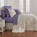 BrylaneHome Bedding Lightweight All Season Modern Amelia Quilted Damask Oversized Ultra Soft Bedspread - Full, Ivory Lavender