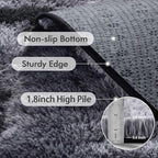 4x6 Ft Shag Rugs for Bedroom Living Room, Tie-Dyed Ultra Soft Fluffy Furry Area Rugs for Indoor Floor, Aesthetic Carpet for Kids Home Decor (Black)