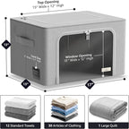 Sorbus Storage Bins with Metal Frame - Stackable & Foldable Clothes Organizer Bags - Oxford Fabric Storage Containers with Large Clear Window & Carry Handles Organization for Bedding Linen & Clothing