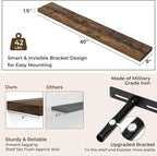 RICHFOCUS 40Inch Floating Shelves for Wall 2 Pack Shelves for Bedroom|Kitchen|Bathroom Wall Mounted Rustic Wood Floating Shelf with Invisible Brackets for Books|Storage|Decor, Rustic Brown