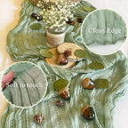Sage Green Cheesecloth Table Runner 10FT Rustic Sheer Gauze Table Runners 120 Inch Boho Cheese Cloth Table Decorations for Wedding Bridal Spring Baby Shower Home Decor